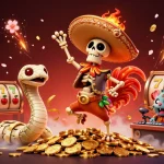 Engage with bl555 free's vibrant casino experience featuring characters celebrating atop golden jackpots.