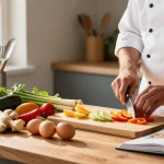 Healthy meal preparation scene featuring ginger, lemongrass, and nutritious ingredients in a cozy kitchen, emphasizing สล็อต cooking.