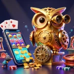 Engage with AO88’s vibrant casino atmosphere featuring a golden owl and dynamic game elements.